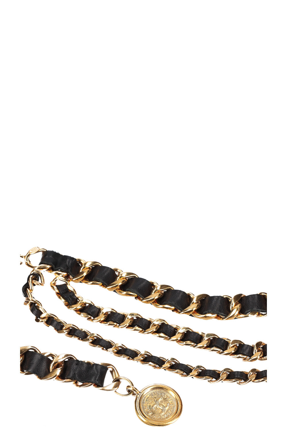 CHANEL Ceinture médaillon chaîne Noir
