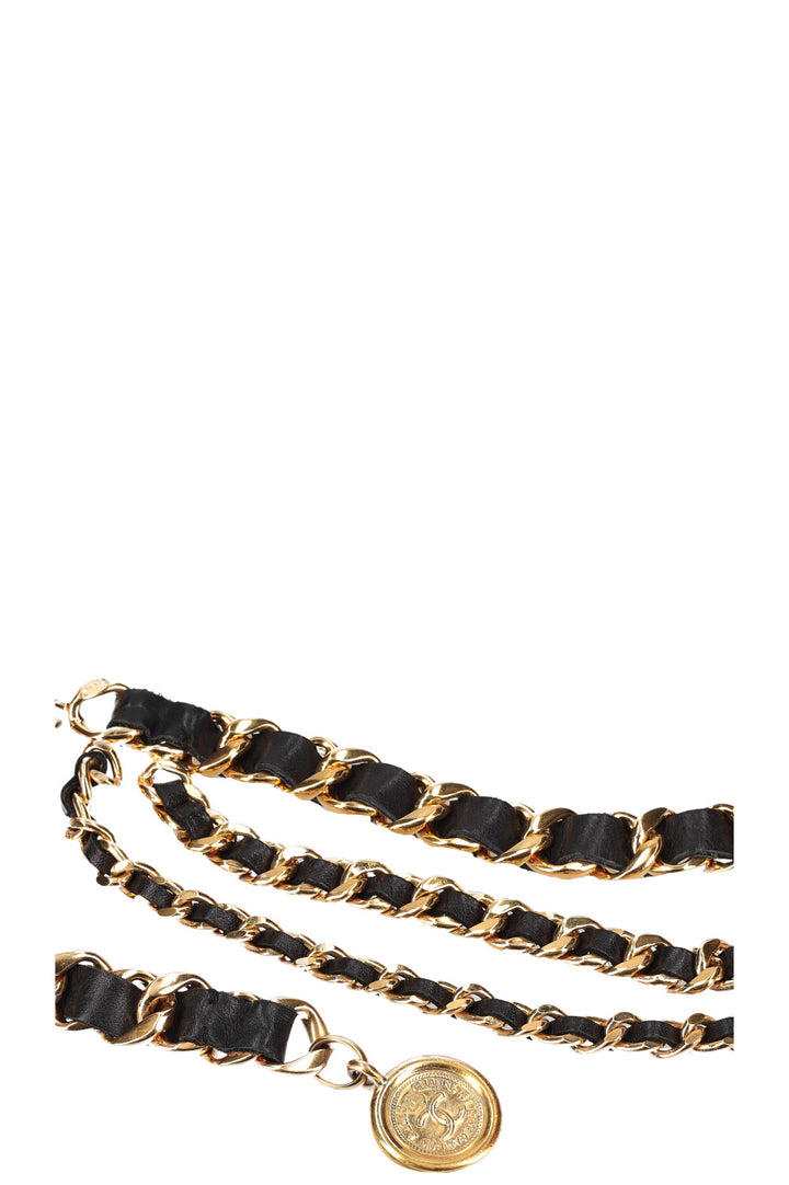 CHANEL Ceinture médaillon chaîne Noir