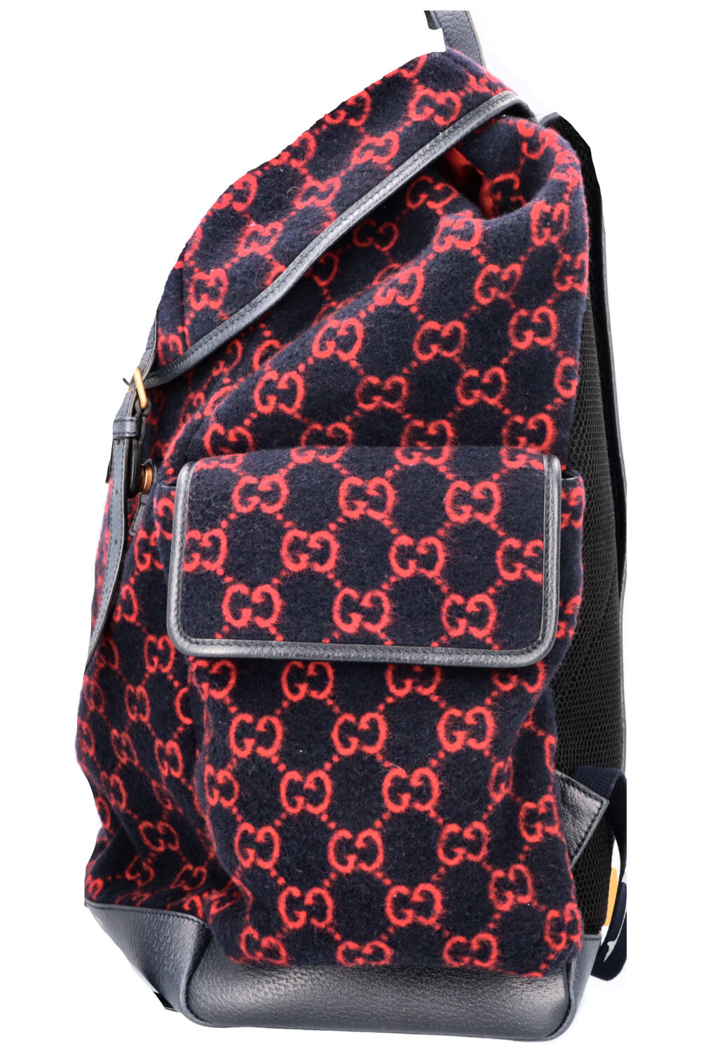 Gucci GG Pattern Sac Day Backpack Fabric Navy Red Pre-Owned Navy & Red Original GG Wool Backpack QFB04G4IMB002 main image 3