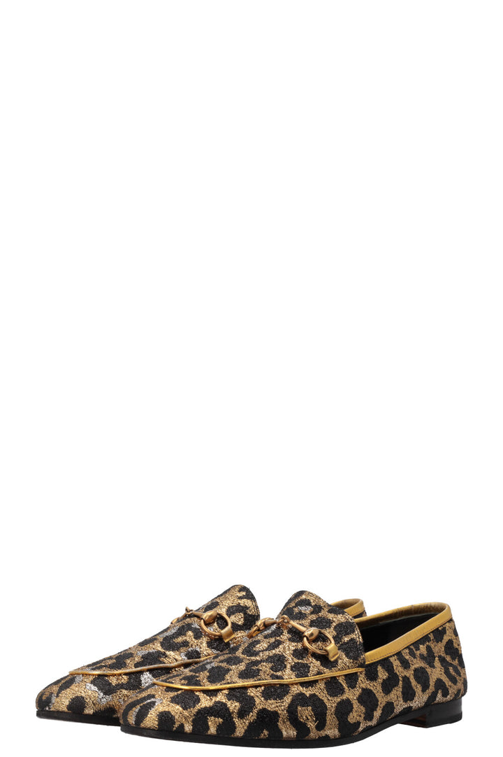 GUCCI Jordaan Loafers Lurex Cheetah