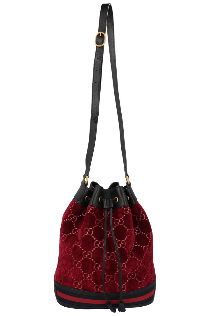 GUCCI Supreme GG Bucket Bag Velvet Red