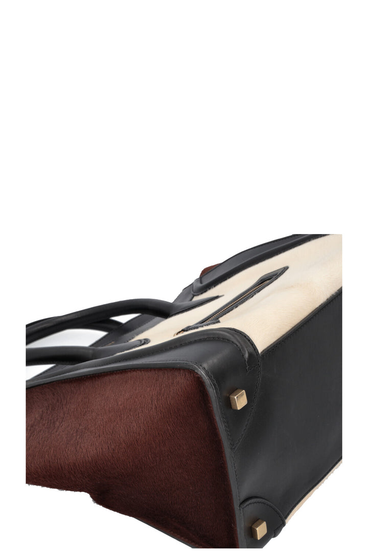 CÉLINE Mini Luggage Calf Hair Black White Brown