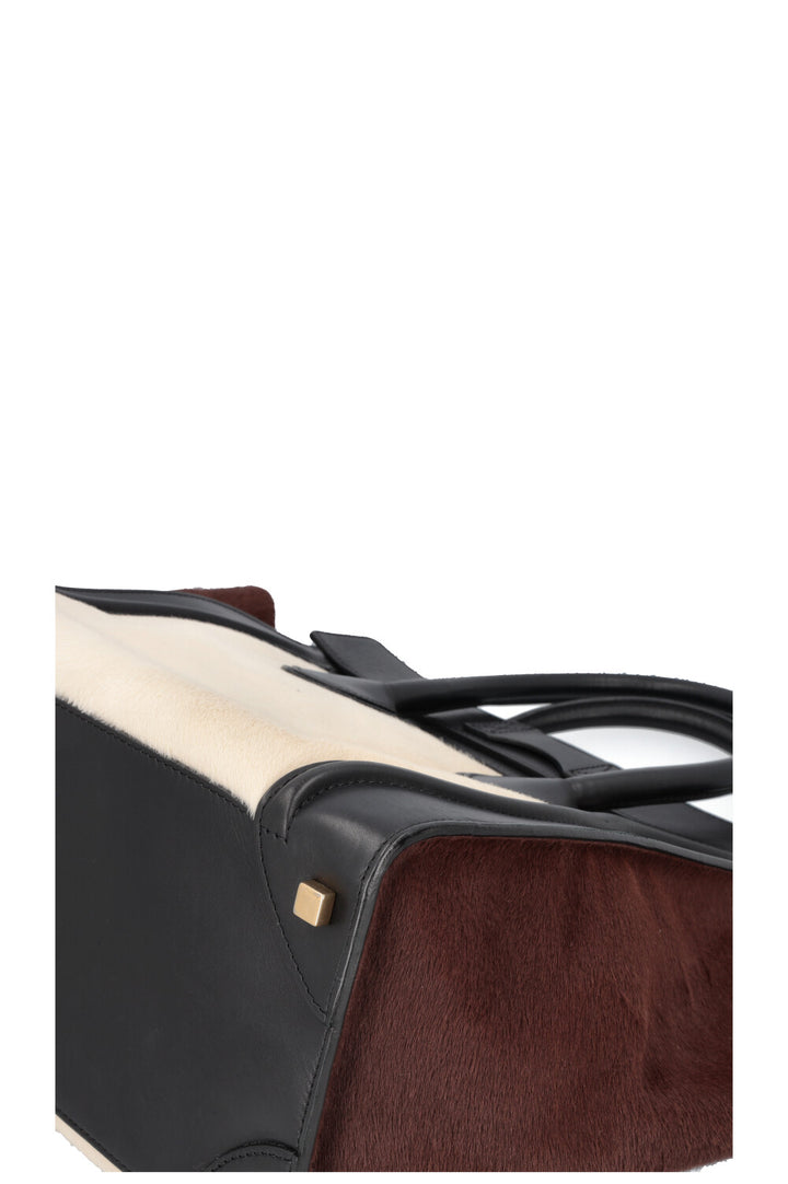 CÉLINE Mini Luggage Calf Hair Black White Brown