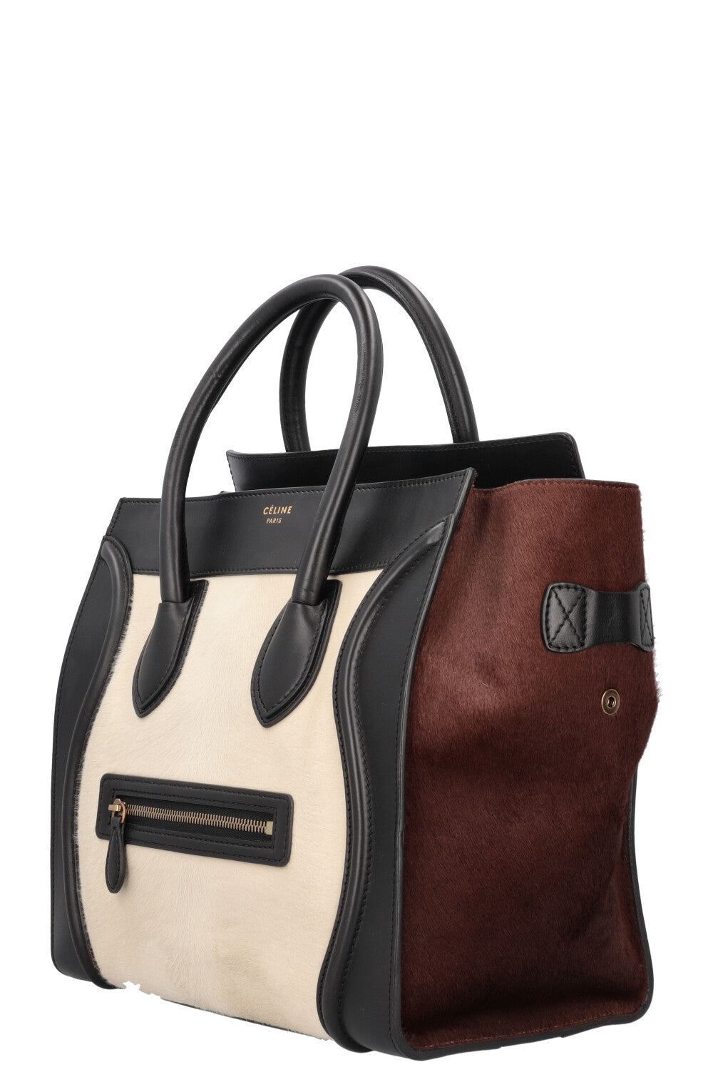 CÉLINE Mini Luggage Calf Hair Black White Brown – REAWAKE