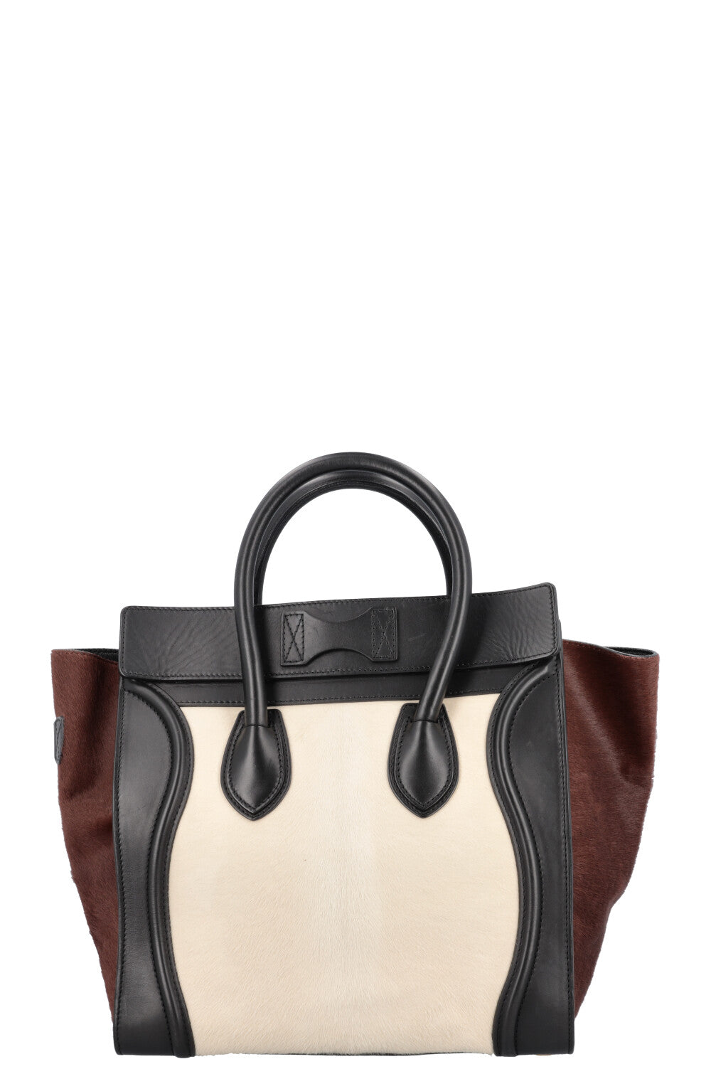 CÉLINE Mini Luggage Calf Hair Black White Brown – REAWAKE