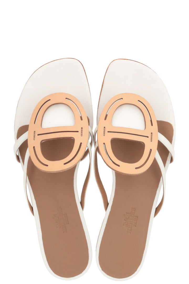 HERMÈS Galet Chain DAncre Sandals Blanc