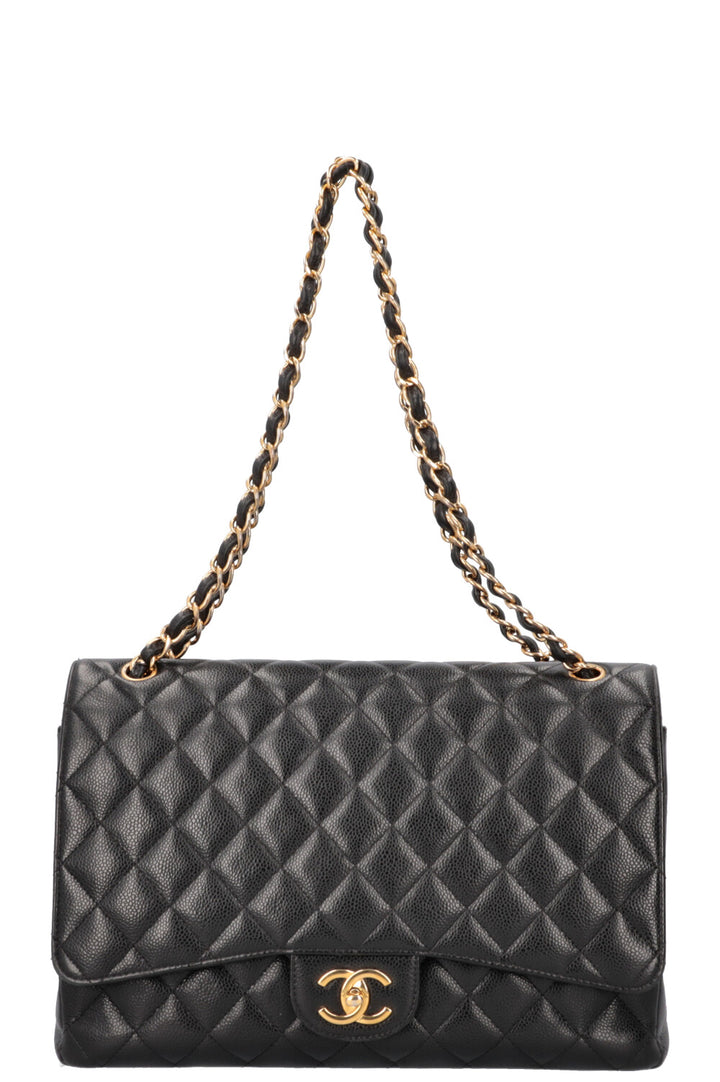 CHANEL Maxi Double Flap Caviar Black