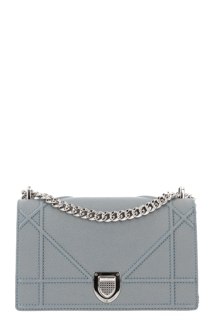 CHRISTIAN DIOR Diorama Crossbody Bag Grained Calfskin Blue