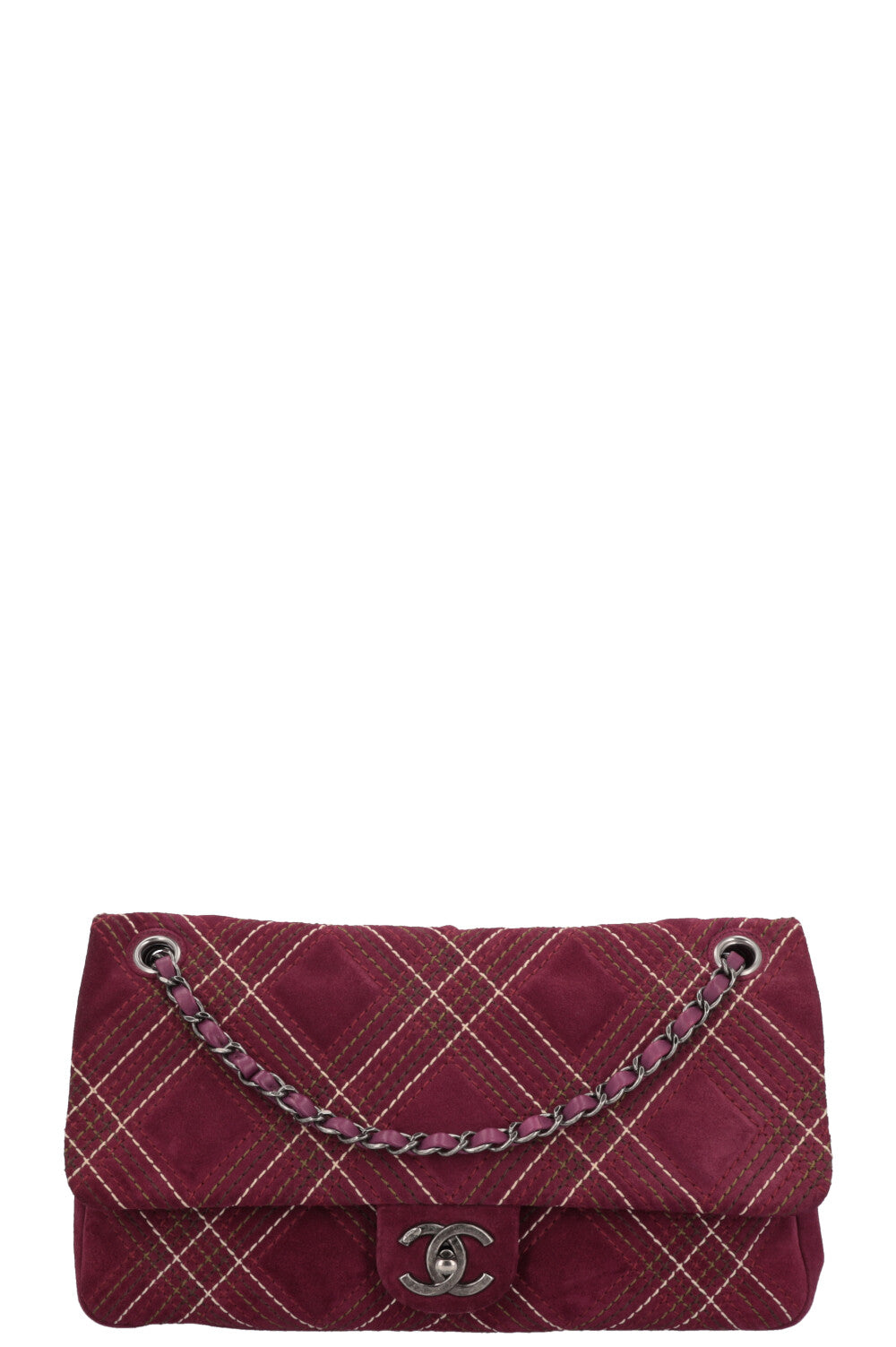 CHANEL Wild Stich Flap Bag Suede Purple