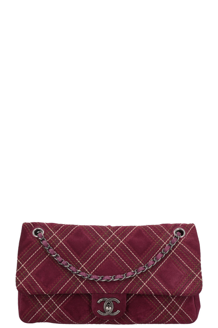 CHANEL Wild Stich Flap Bag Suede Purple