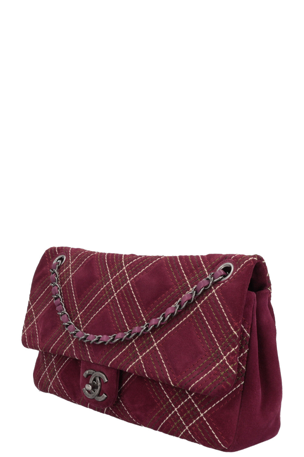CHANEL Wild Stich Flap Bag Suede Purple