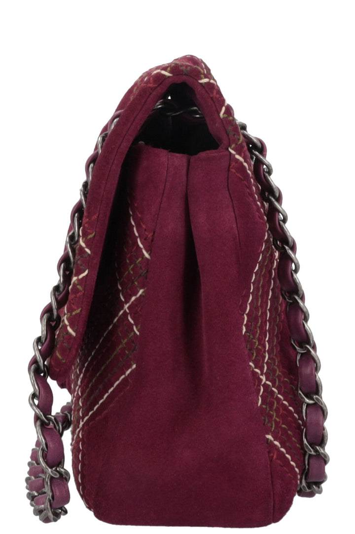 CHANEL Wild Stich Flap Bag Suede Purple