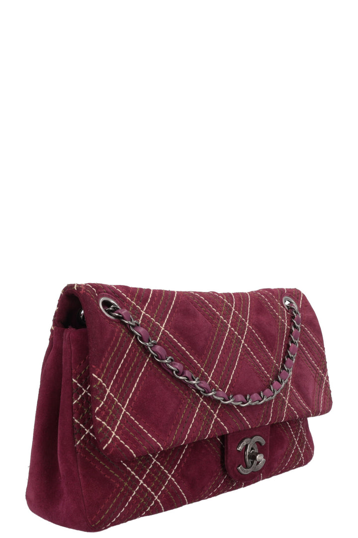 CHANEL Wild Stich Flap Bag Suede Purple