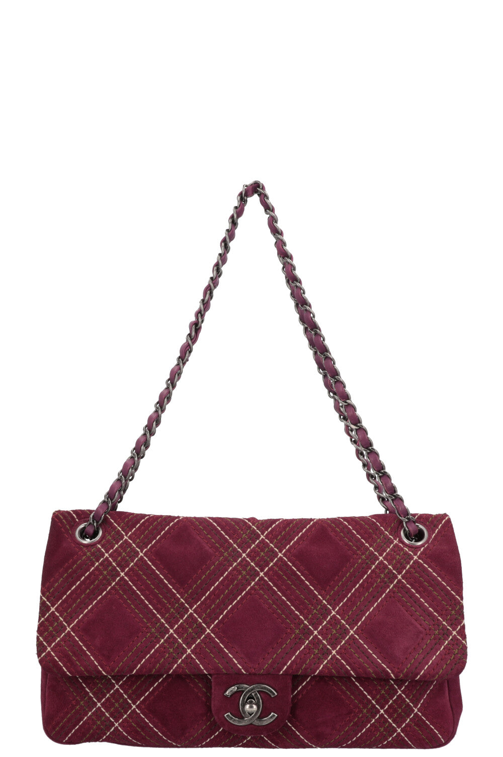 CHANEL Wild Stich Flap Bag Suede Purple