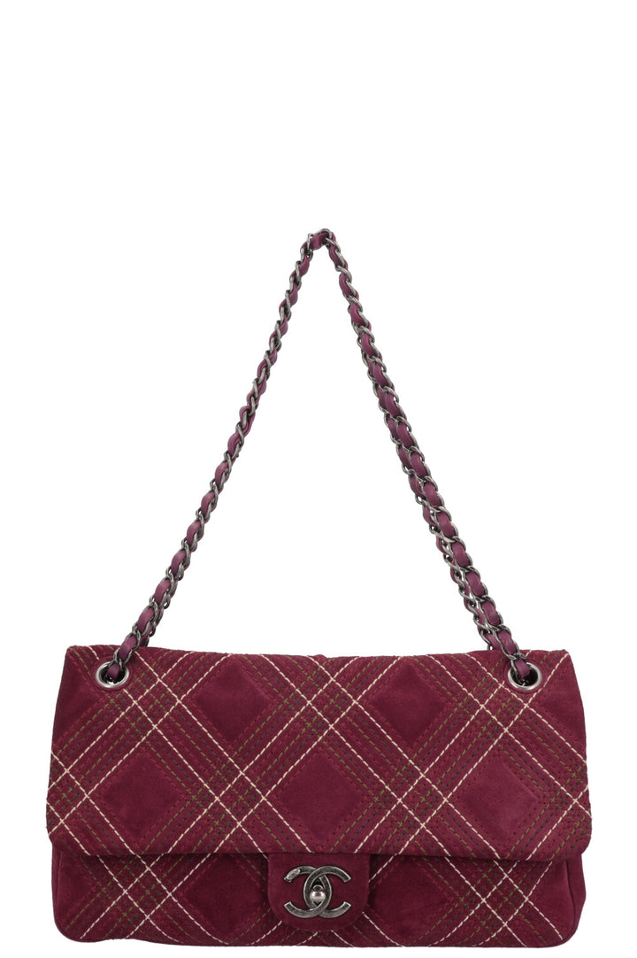 CHANEL Wild Stich Flap Bag Suede Purple