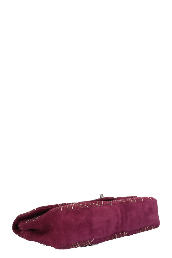 CHANEL Wild Stich Flap Bag Suede Purple