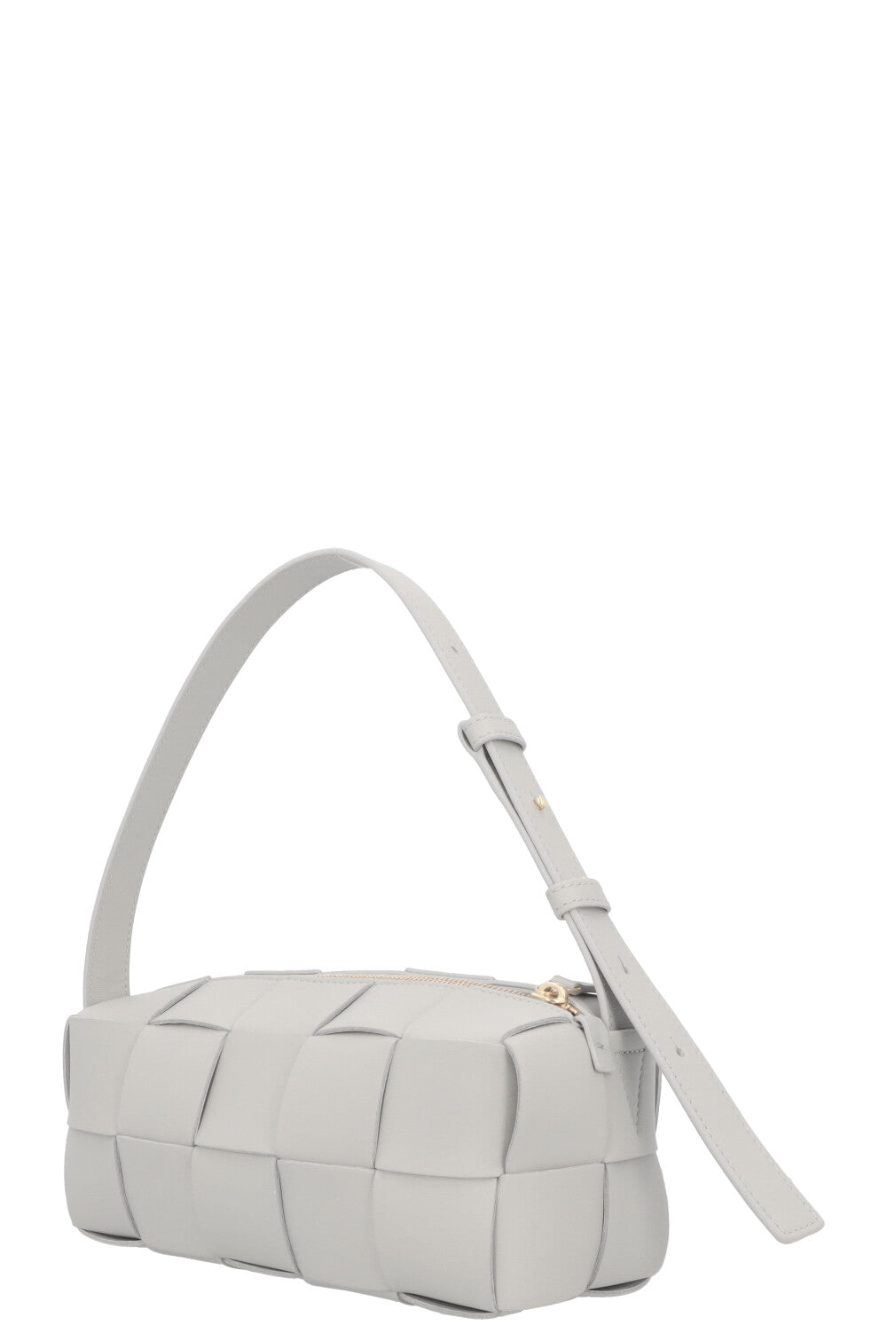 BOTTEGA VENETA Brick Intrecciato Shoulder Bag Small Grey