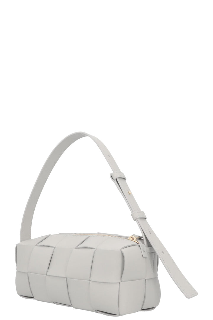 BOTTEGA VENETA Brick Intrecciato Shoulder Bag Small Grey