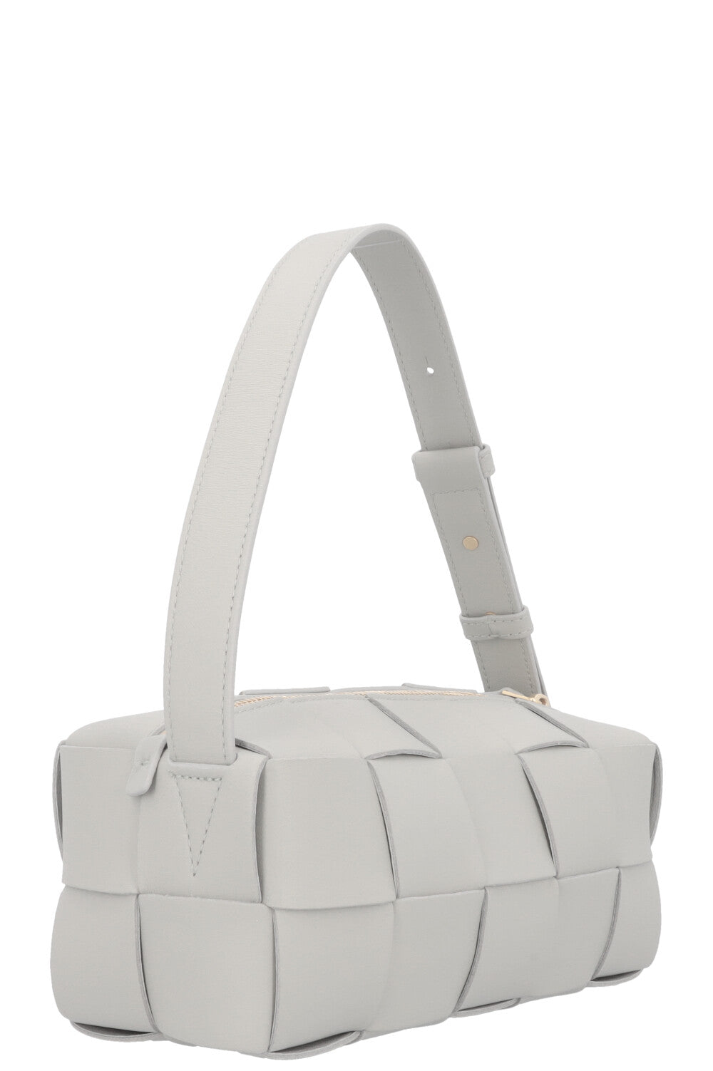 BOTTEGA VENETA Brick Intrecciato Shoulder Bag Small Grey