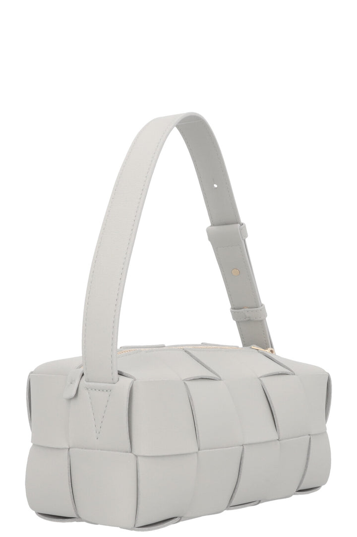 BOTTEGA VENETA Brick Intrecciato Shoulder Bag Small Grey