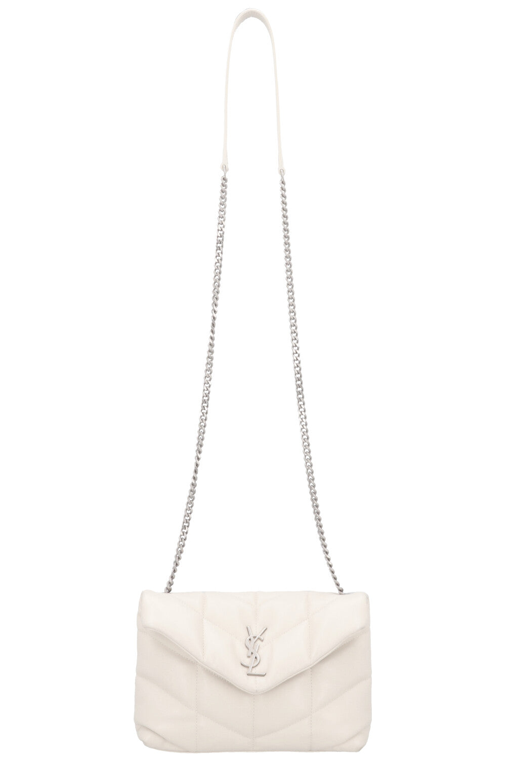 SAINT LAURENT Toy Puffer Crossbody Bag Blanc Vintage