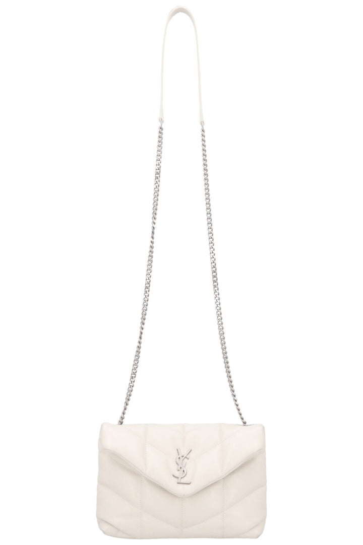 SAINT LAURENT Toy Puffer Crossbody Bag Blanc Vintage