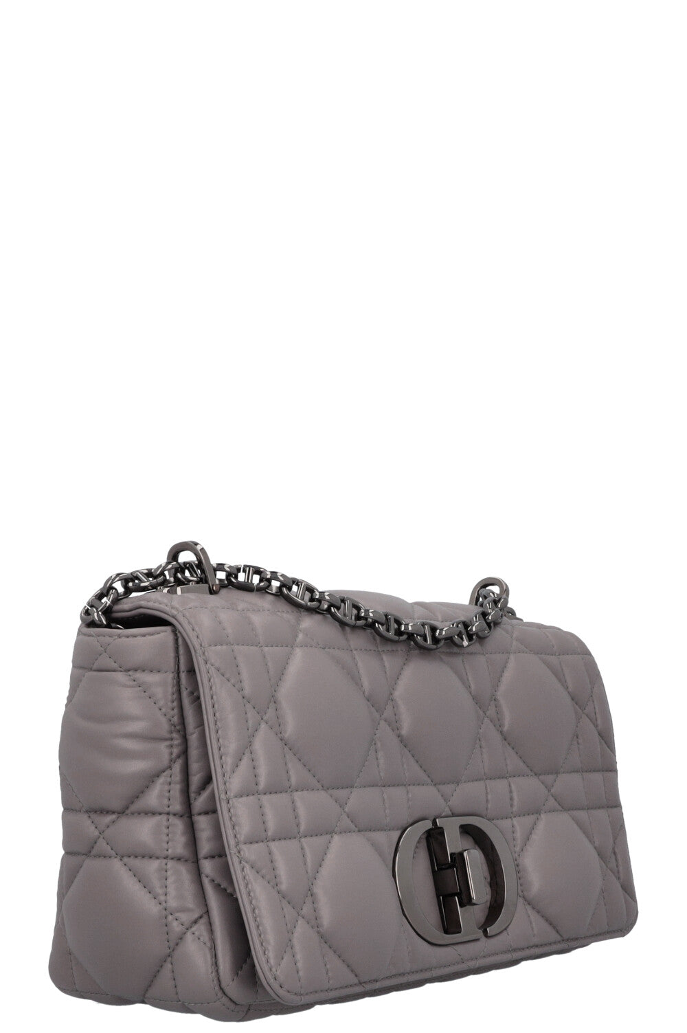 CHRISTIAN DIOR Caro Bag Macrocannage Calfskin Grey