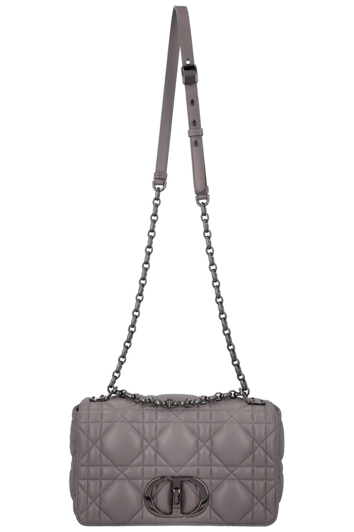 CHRISTIAN DIOR Caro Bag Macrocannage Calfskin Grey