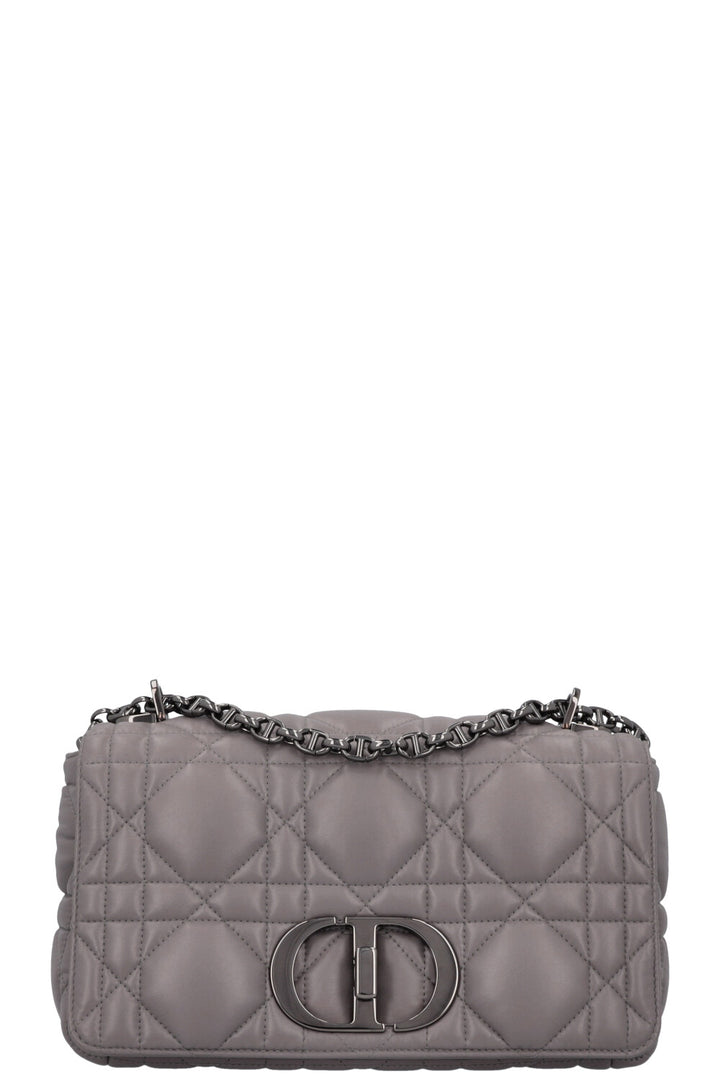 CHRISTIAN DIOR Caro Bag Macrocannage Calfskin Grey