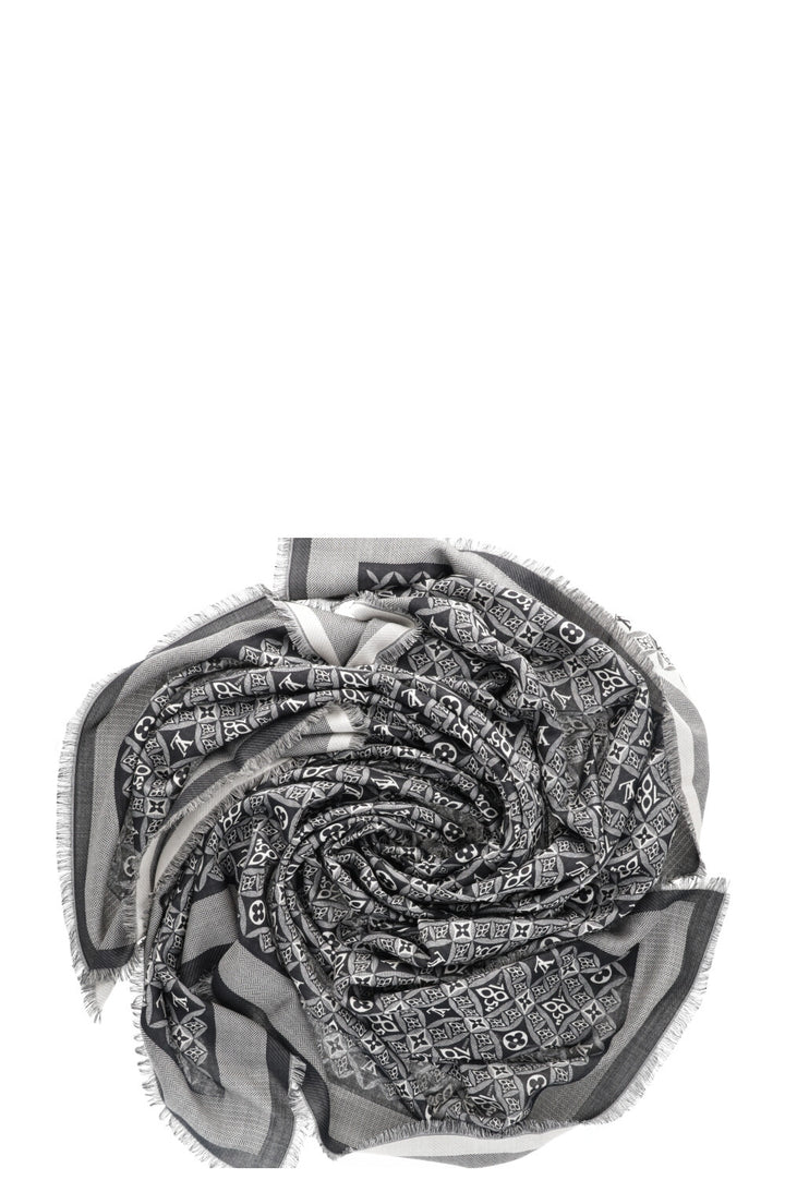 LOUIS VUITTON 1854 Scarf Black White