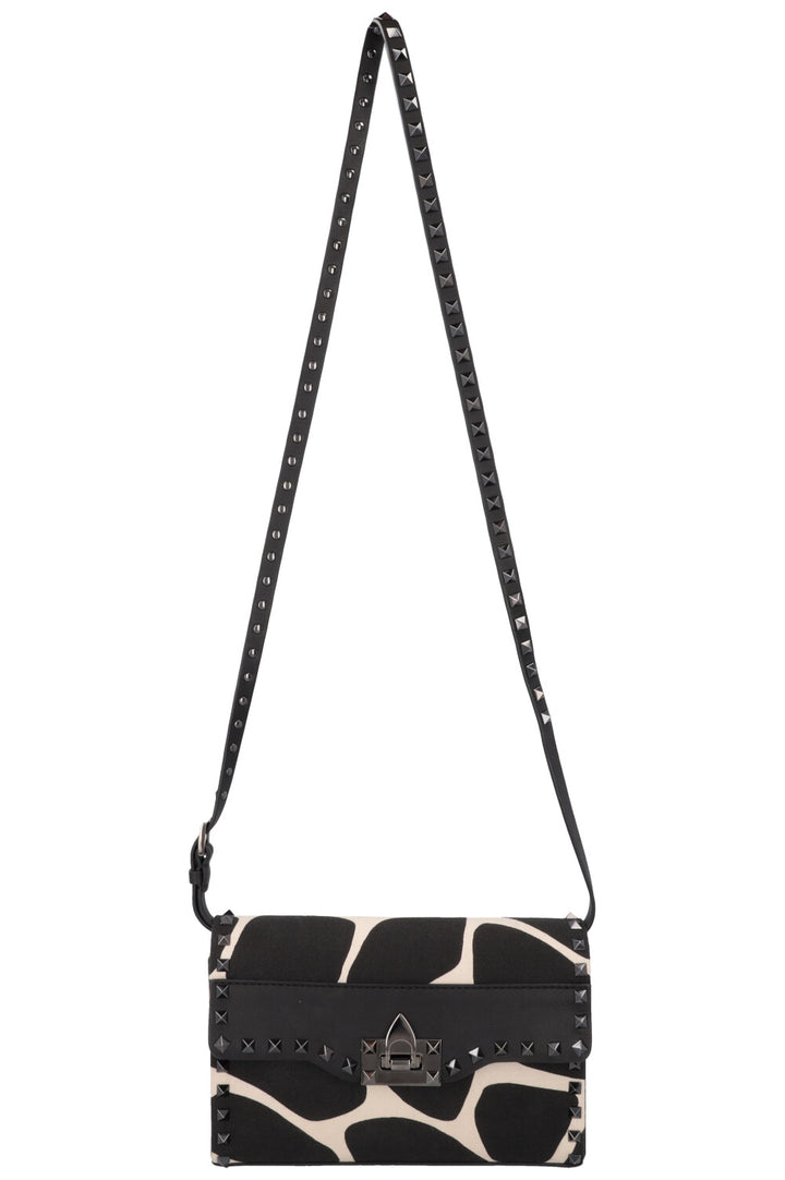 VALENTINO Petit Sac Rockstud Toile Noir Blanc