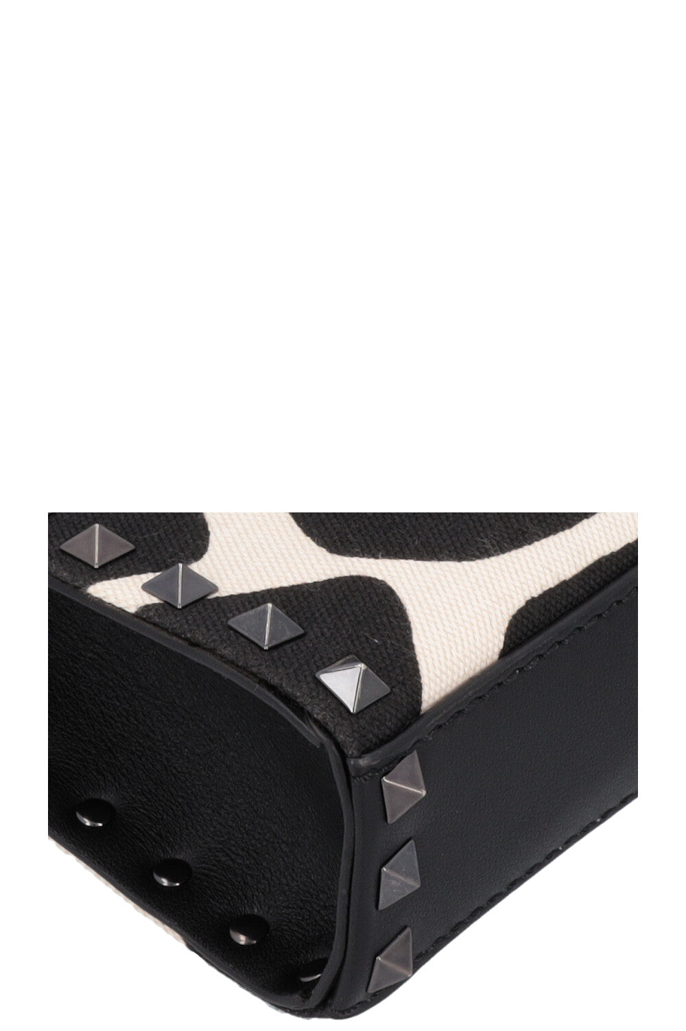VALENTINO Petit Sac Rockstud Toile Noir Blanc