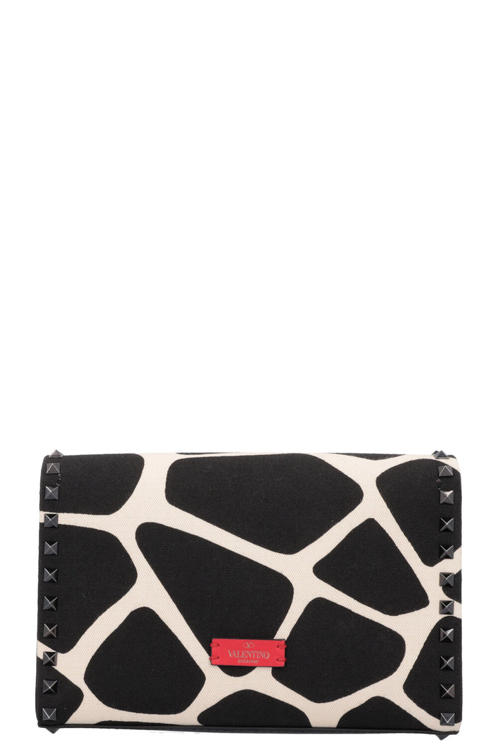 VALENTINO Petit Sac Rockstud Toile Noir Blanc