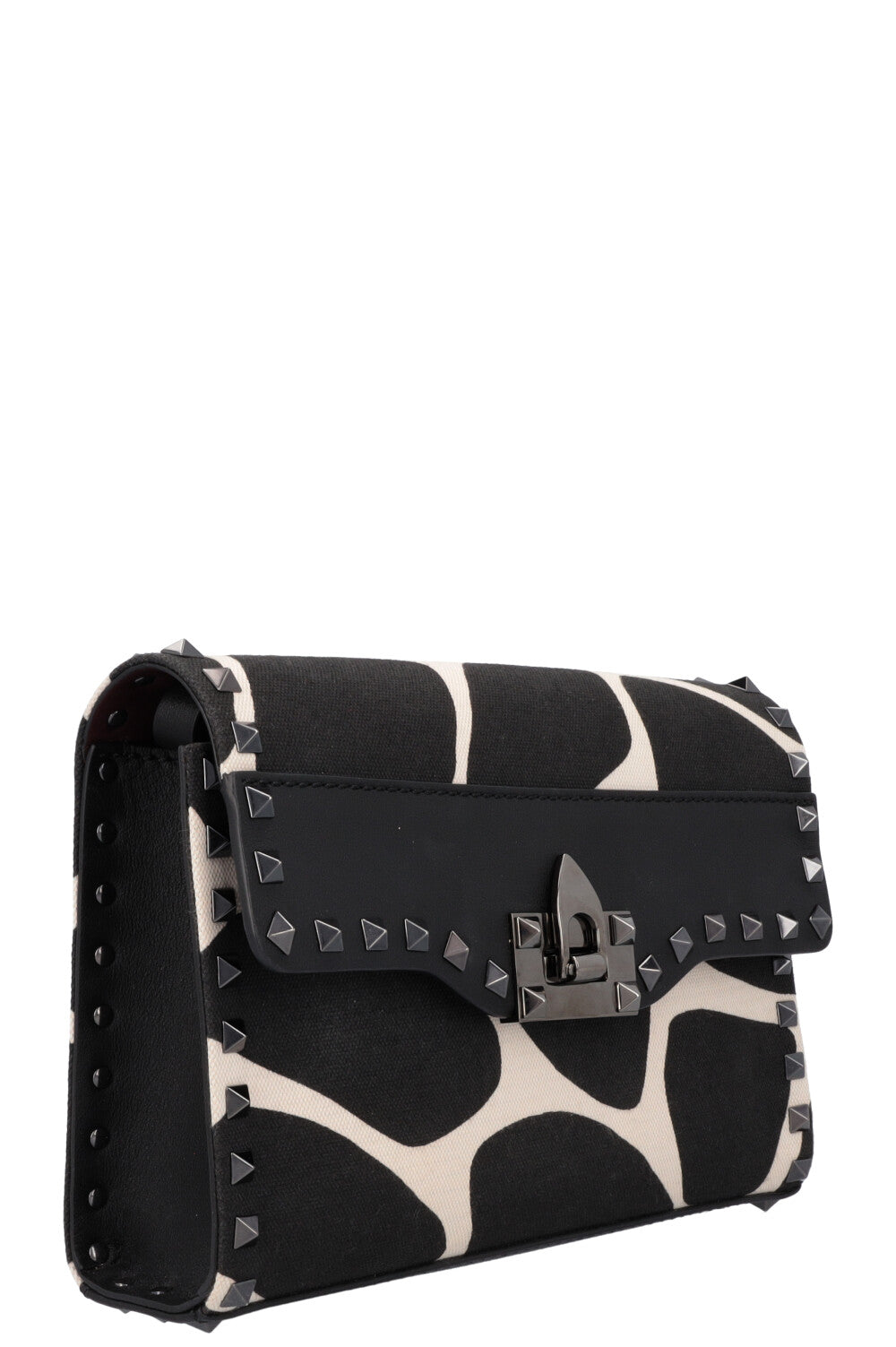 VALENTINO Petit Sac Rockstud Toile Noir Blanc