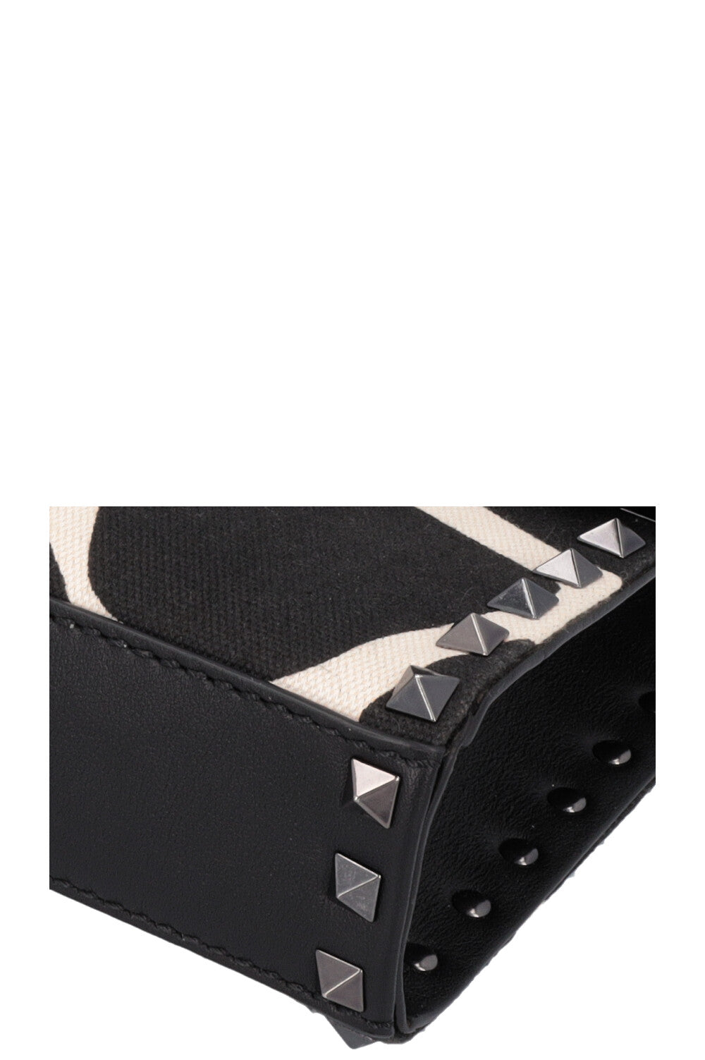 VALENTINO Petit Sac Rockstud Toile Noir Blanc
