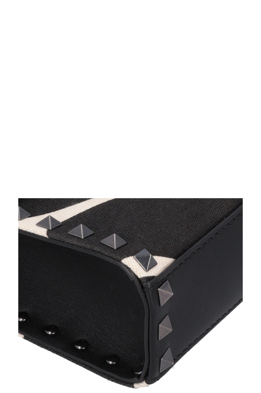 VALENTINO Petit Sac Rockstud Toile Noir Blanc