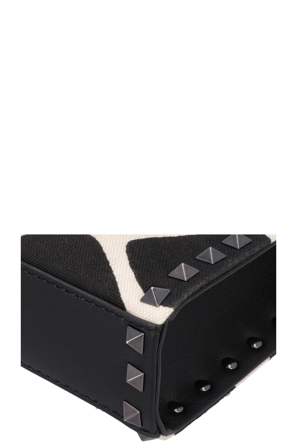 VALENTINO Petit Sac Rockstud Toile Noir Blanc
