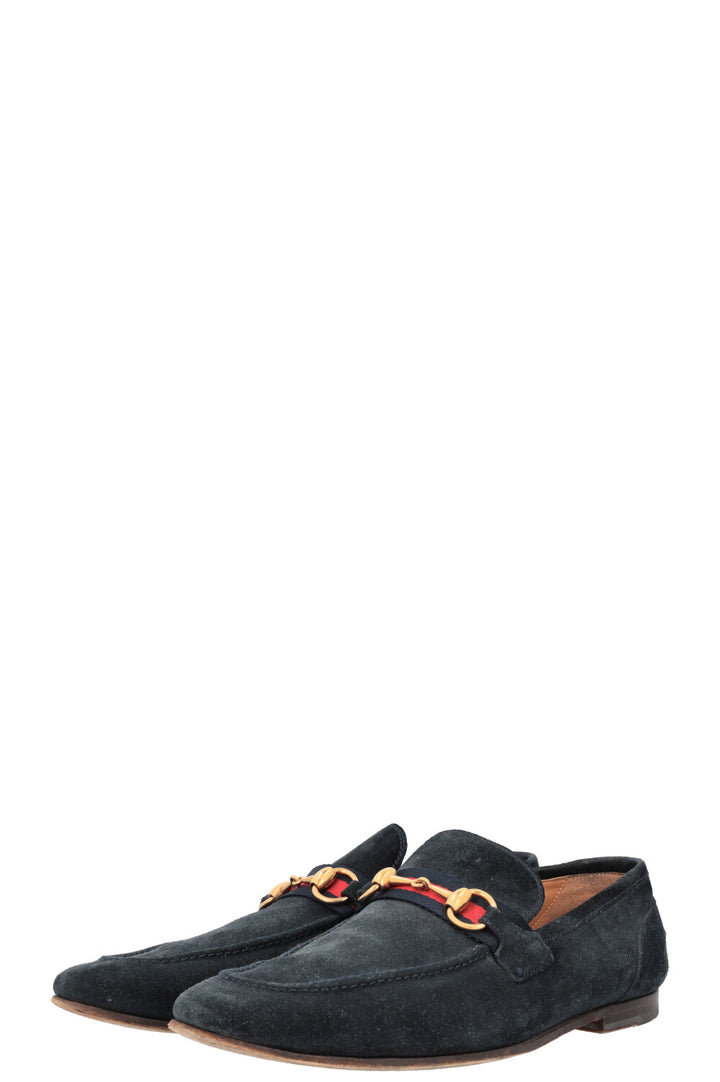 GUCCI Horsebit Loafers Navy Suede