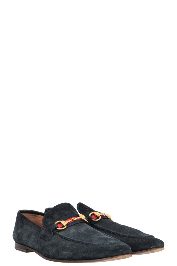 GUCCI Horsebit Loafers Navy Suede