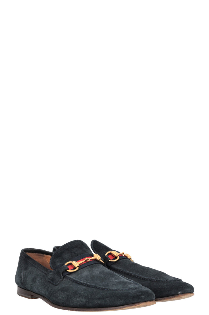 GUCCI Horsebit Loafers Navy Suede