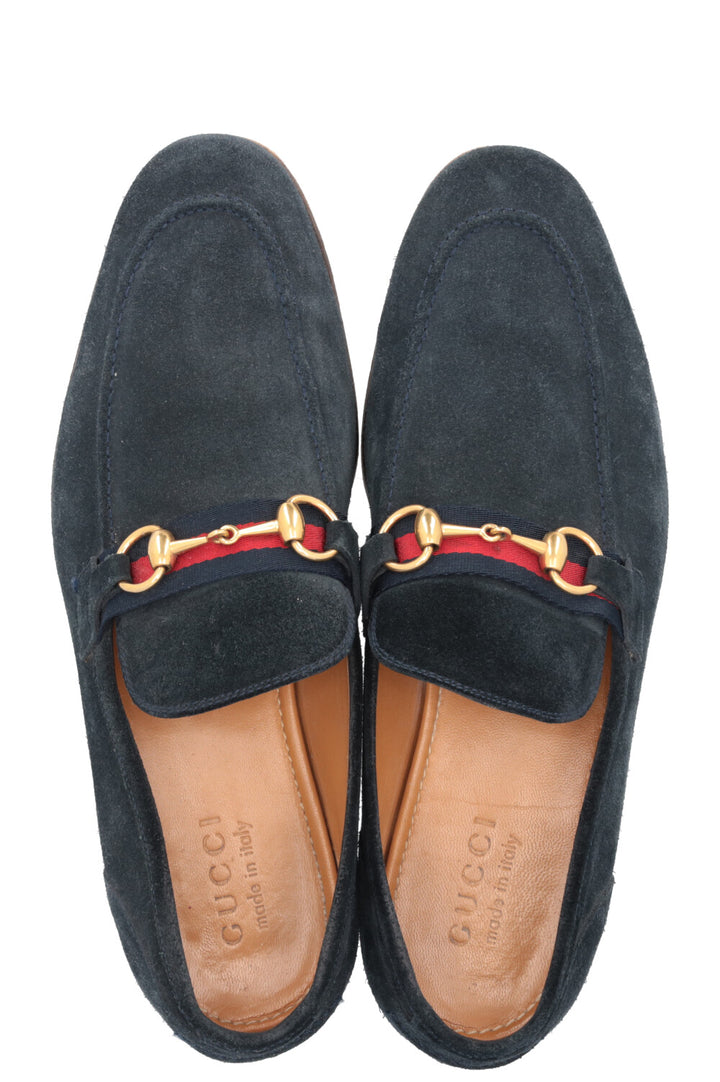GUCCI Horsebit Loafers Navy Suede