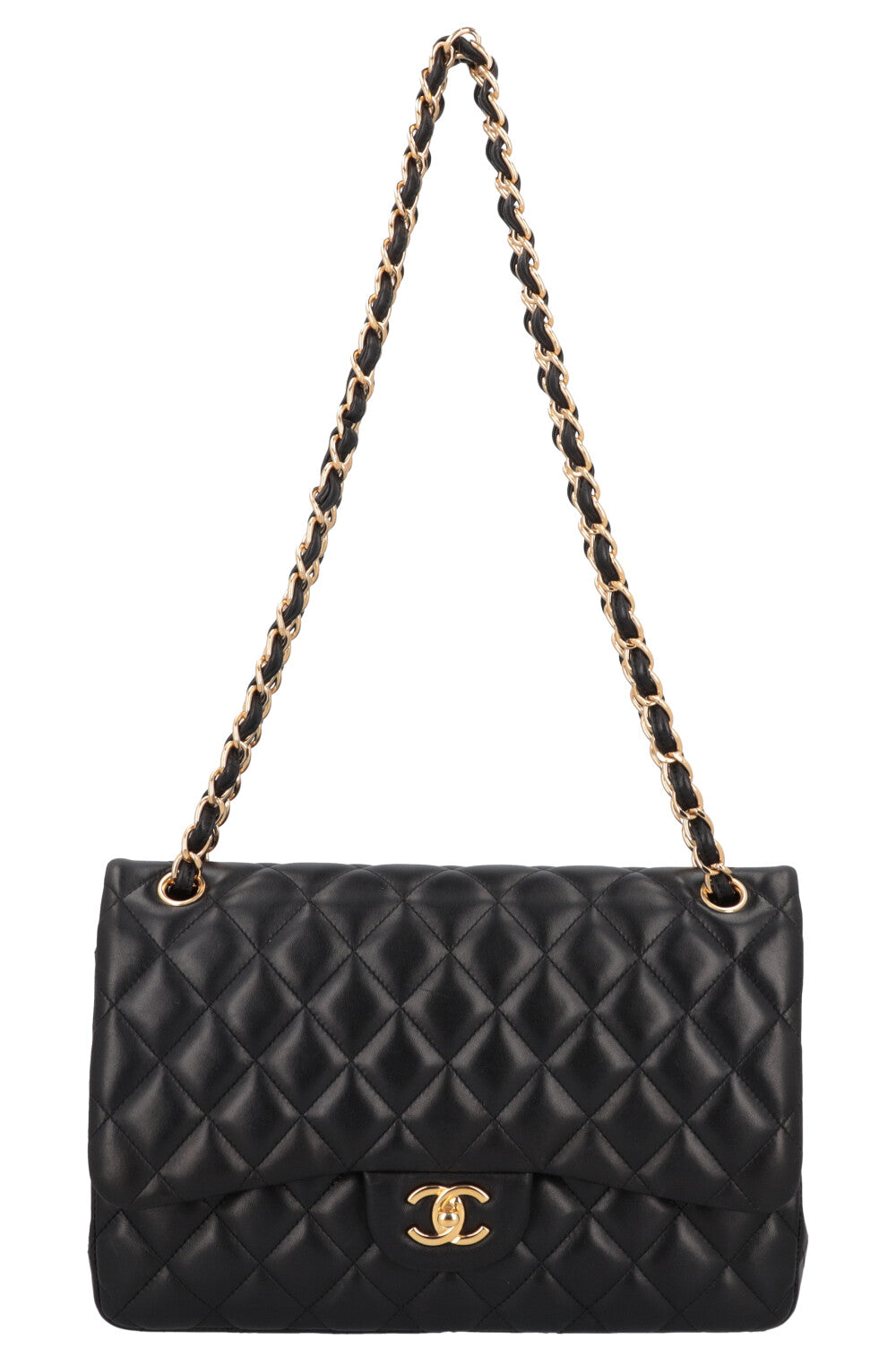 CHANEL Jumbo Double Flap Crossbody Bag Lambskin Black