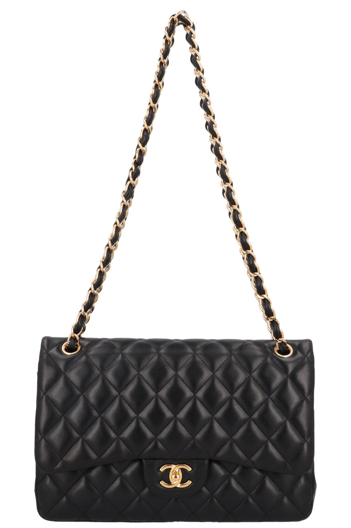 CHANEL Jumbo Double Flap Crossbody Bag Lambskin Black