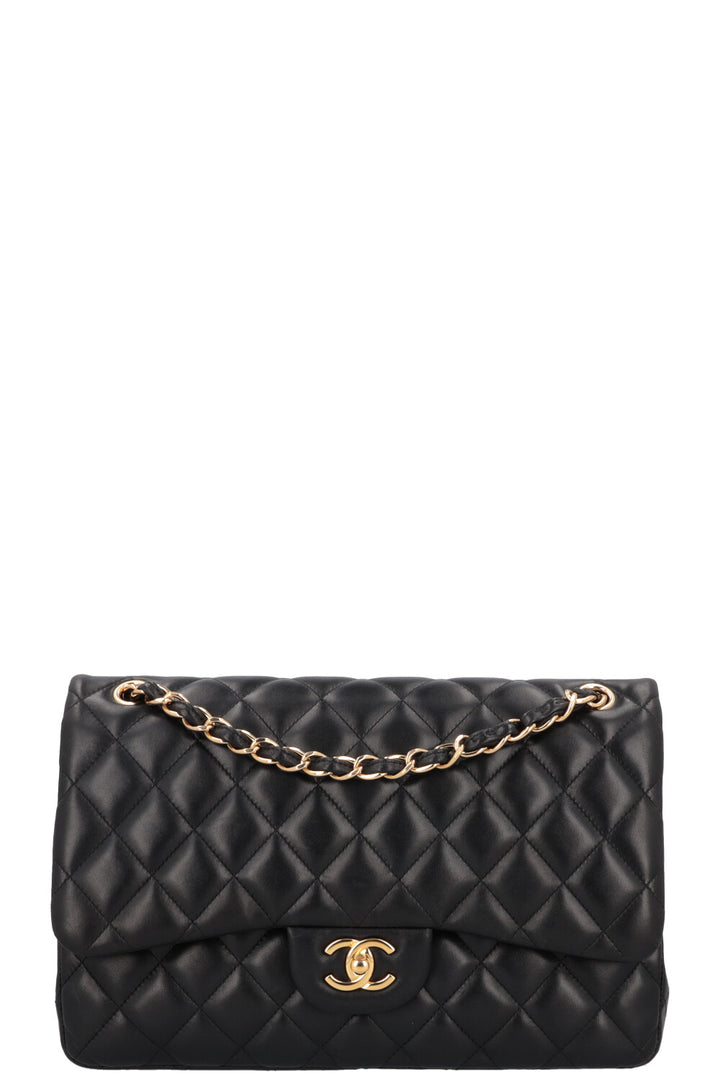 CHANEL Jumbo Double Flap Crossbody Bag Lambskin Black