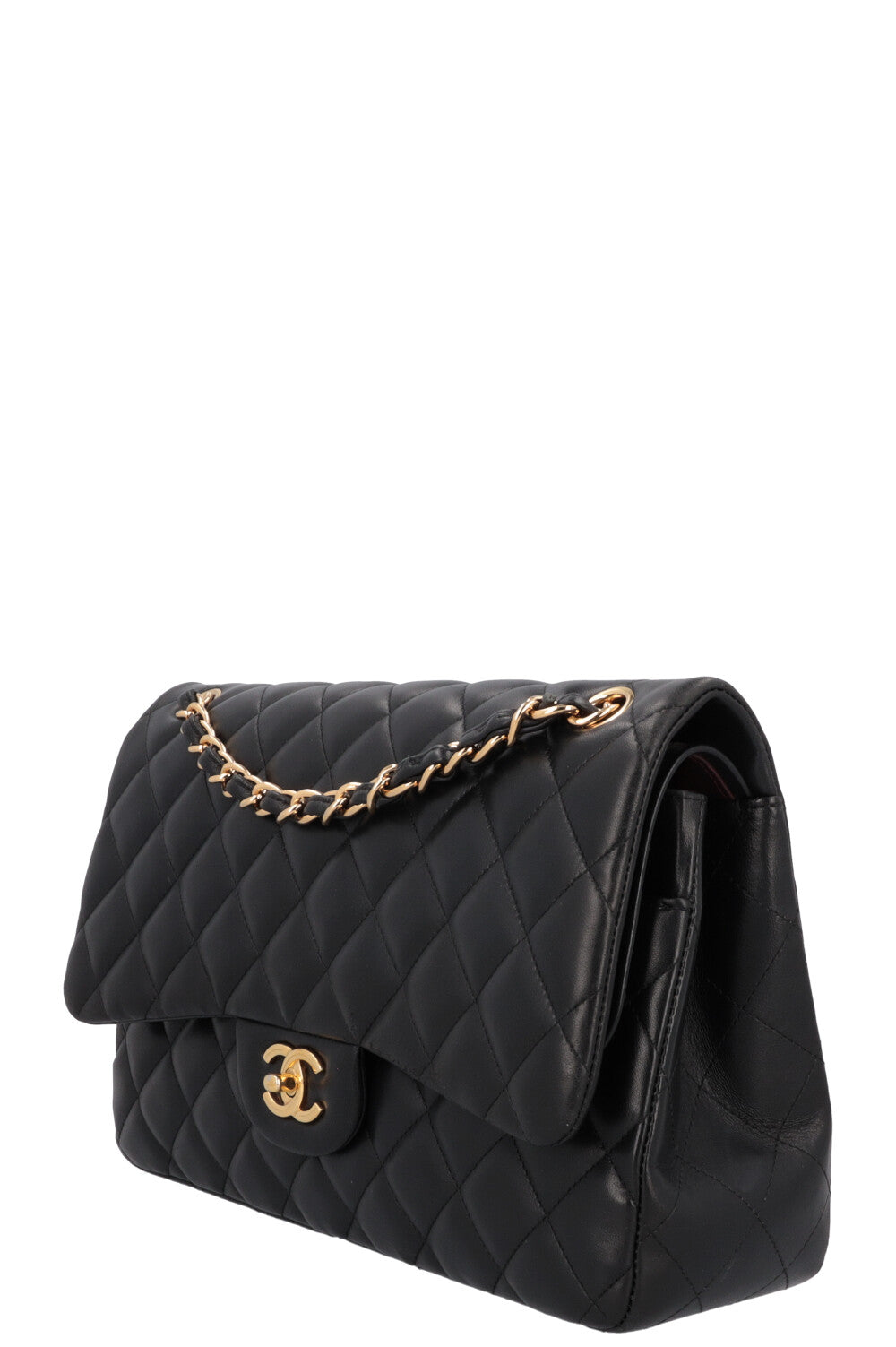 Chanel lambskin quilted jumbo double flap black online