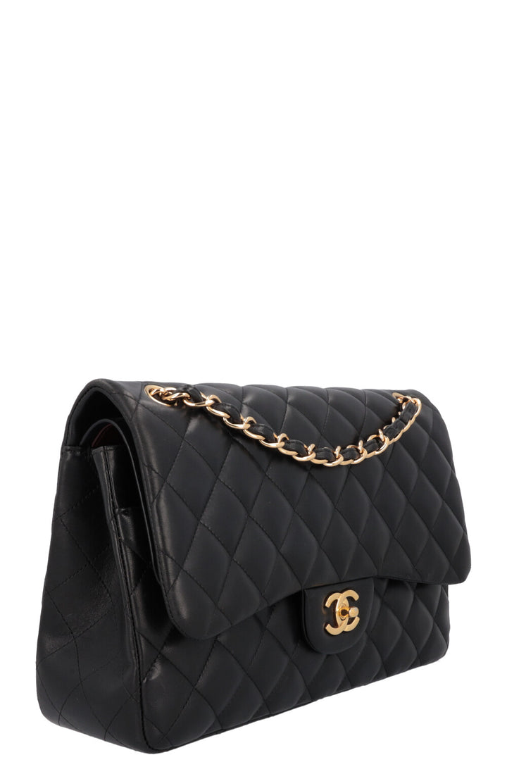 CHANEL Jumbo Double Flap Crossbody Bag Lambskin Black