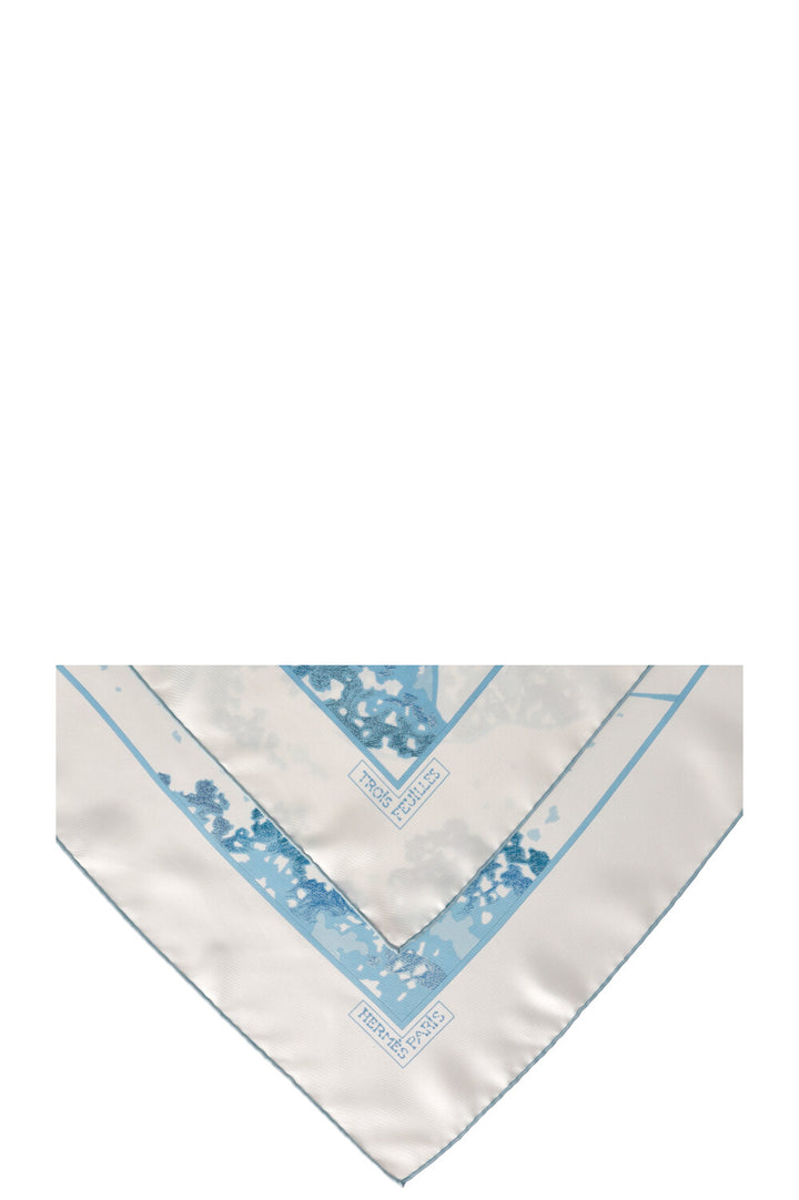 HERMÈS Trois Feuilles 90 Scarf White
