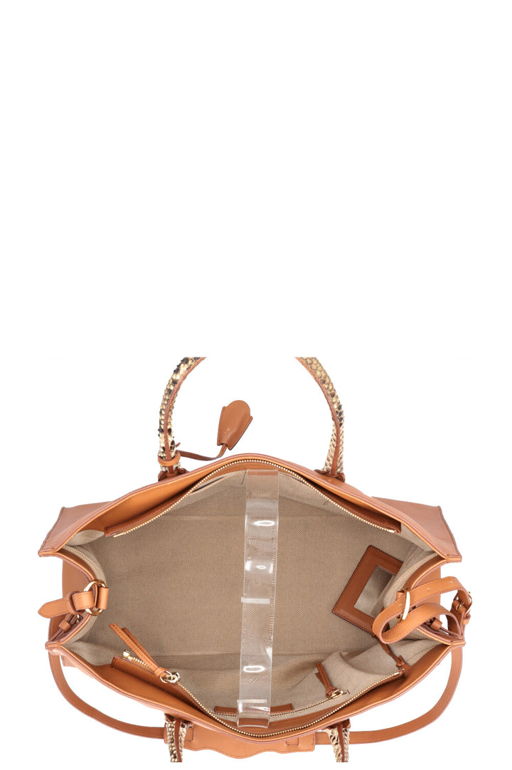 BALENCIAGA Karung Tote Bag Cognac Python Handle