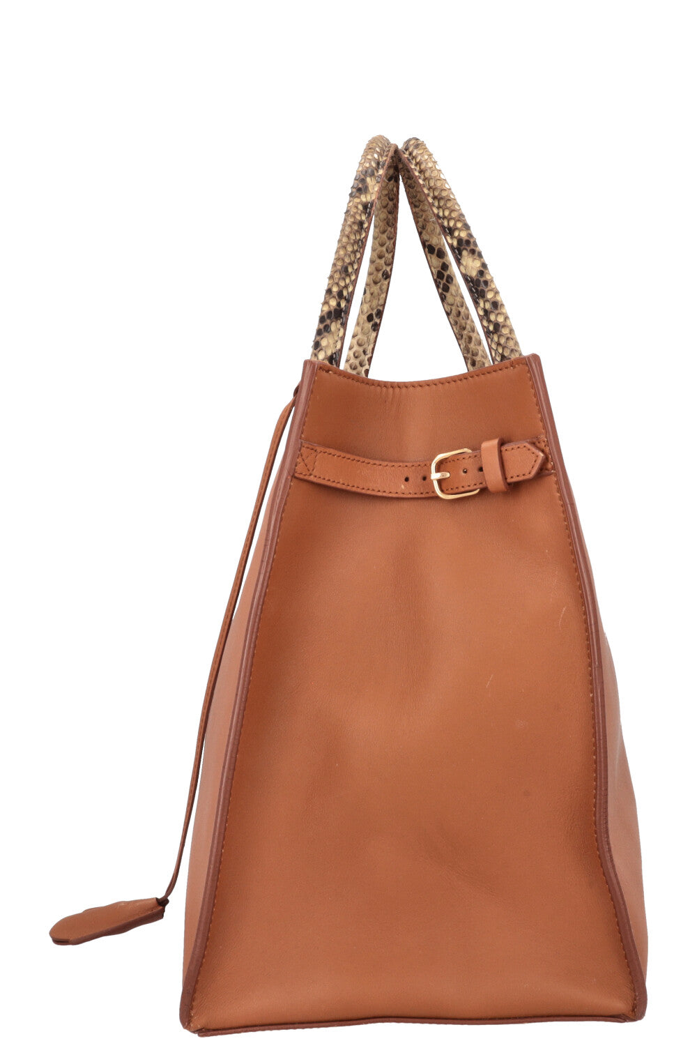 BALENCIAGA Karung Tote Bag Cognac Python Handle