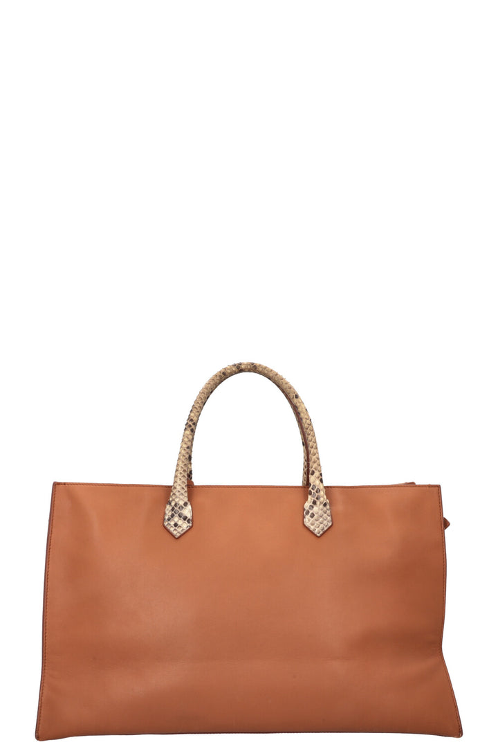 BALENCIAGA Karung Tote Bag Cognac Python Handle